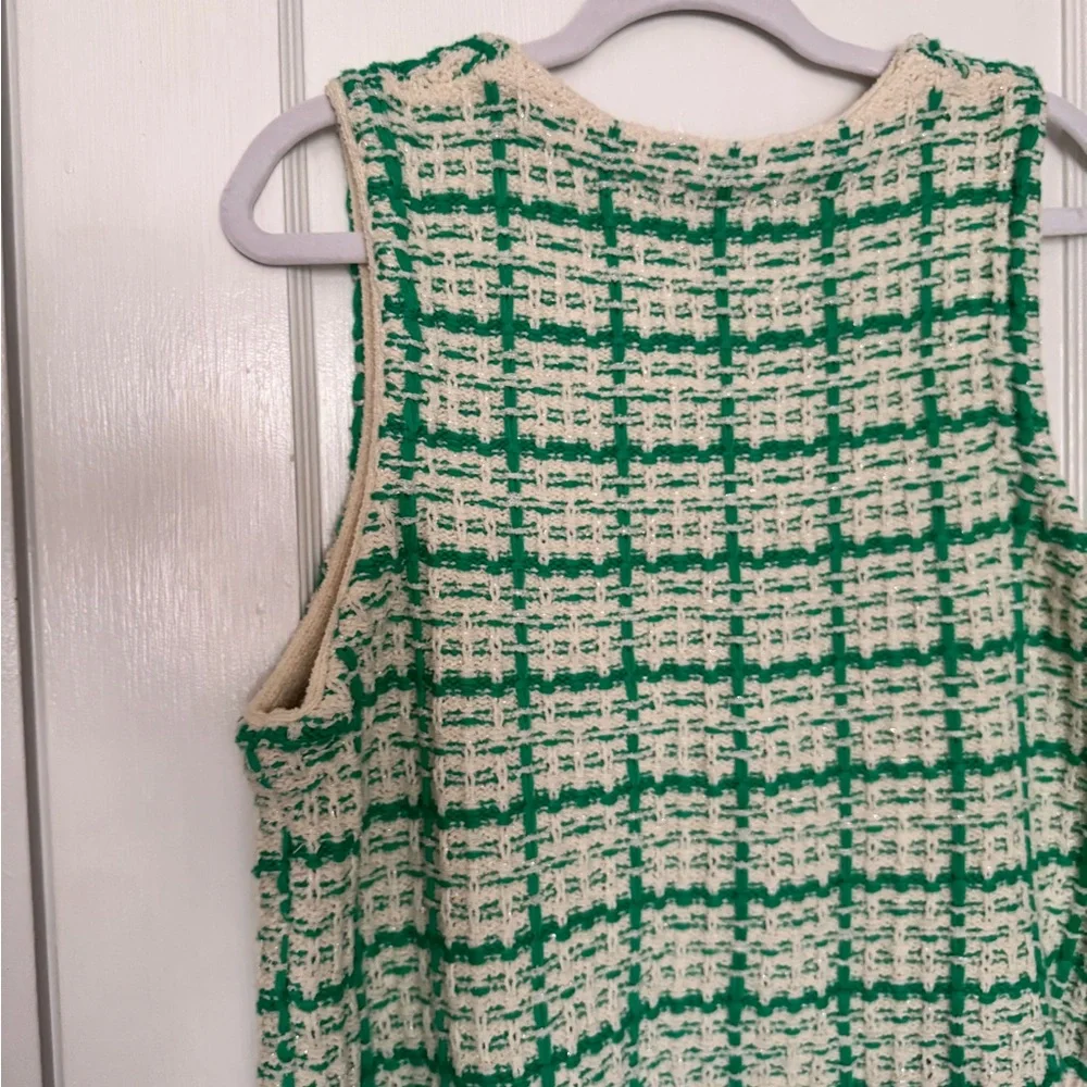 Women’s Green and Cream Women's Cardigan Vest - Picture 3 of 5